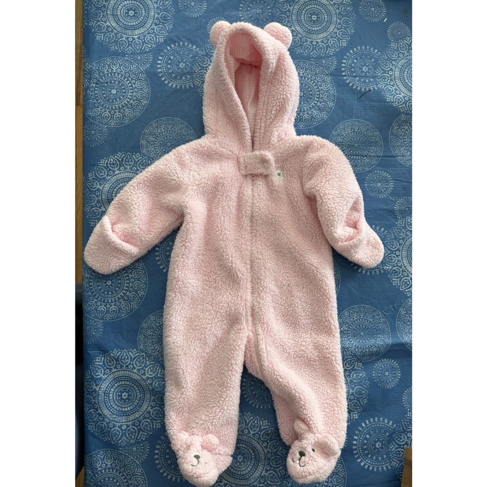 Baby Girl 3 Months Carters Pink Sherpa Bear Winter Body Suit